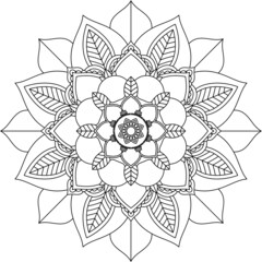 Easy Mandala coloring book simple and basic for beginners, seniors and children. Set of Mehndi flower pattern for Henna drawing and tattoo. Decoration in ethnic oriental, Indian style.