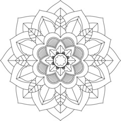 Easy Mandala coloring book simple and basic for beginners, seniors and children. Set of Mehndi flower pattern for Henna drawing and tattoo. Decoration in ethnic oriental, Indian style.