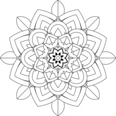 Easy Mandala coloring book simple and basic for beginners, seniors and children. Set of Mehndi flower pattern for Henna drawing and tattoo. Decoration in ethnic oriental, Indian style.