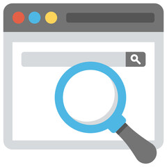 
A website with magnifying glass over it symbolising web search engine
