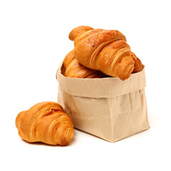Fresh croissants isolated on white background 