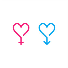 gender icon Male and female symbol set on white background color editable