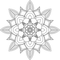 Easy Mandala coloring book simple and basic for beginners, seniors and children. Set of Mehndi flower pattern for Henna drawing and tattoo. Decoration in ethnic oriental, Indian style.