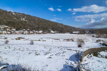 village covered with snow