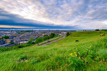 View Edinburgh city from Calton hill. Scotland.