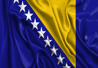 Bosnia Herzegovina , national flag on fabric texture. International relationship.