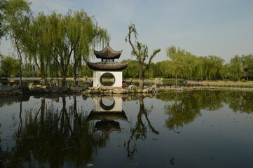 The beautiful architecture of the Qing and Ming Dynasty temples in the city of Beijing / Peking in...
