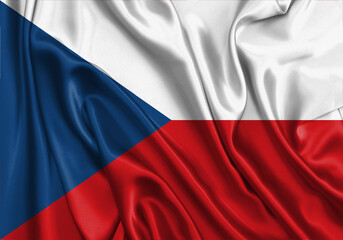 Czech Republic , national flag on fabric texture. International relationship.