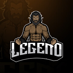 Legend hercules esport mascot logo - obrazy, fototapety, plakaty
