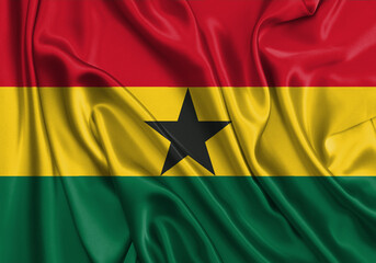 Ghana , national flag on fabric texture. International relationship.