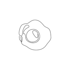 Single continuous line drawing of stylized sunny side up egg logo label. Emblem food restaurant concept. Modern one line draw design vector graphic illustration for cafe, shop or food delivery service
