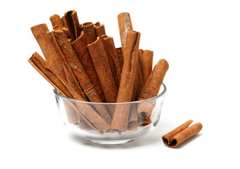 cinnamon sticks on a white background