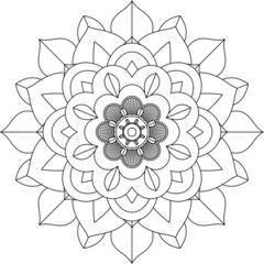 Easy Mandala coloring book simple and basic for beginners, seniors and children. Set of Mehndi flower pattern for Henna drawing and tattoo. Decoration in ethnic oriental, Indian style.