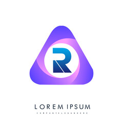 logo letter R rounded in the triangle shape, Vector design template elements for your Business or company identity.