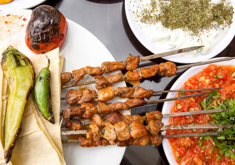 Traditional Delicious Turkish foods; Adana Kebab, Grilled meat