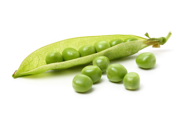 Fresh peas isolated on white background