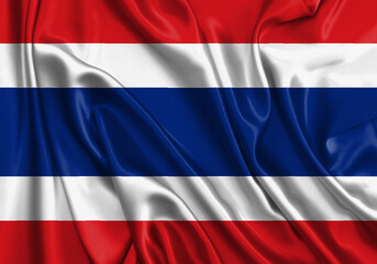 Thailand , national flag on fabric texture. International relationship.