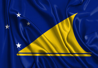 Tokelau , national flag on fabric texture. International relationship.