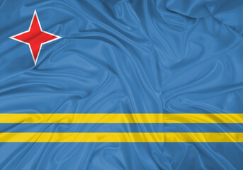 Aruba national flag texture. Background for international concept. Simple waving flag.