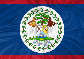 Belize national flag texture. Background for international concept. Simple waving flag.