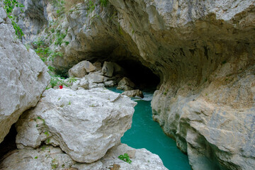 River flowing into a cave in the Verdon 