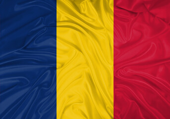 Chad national flag texture. Background for international concept. Simple waving flag.