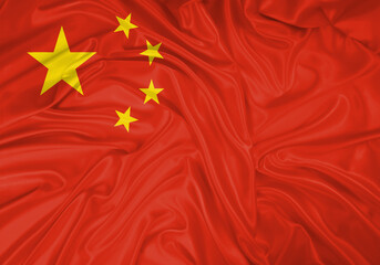 China national flag texture. Background for international concept. Simple waving flag.