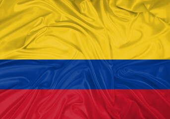 Colombia national flag texture. Background for international concept. Simple waving flag.
