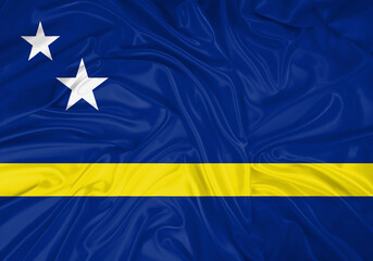 Curacao national flag texture. Background for international concept. Simple waving flag.