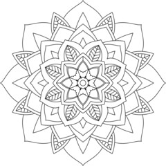 Fototapeta premium Easy Mandala coloring book simple and basic for beginners, seniors and children. Set of Mehndi flower pattern for Henna drawing and tattoo. Decoration in ethnic oriental, Indian style.