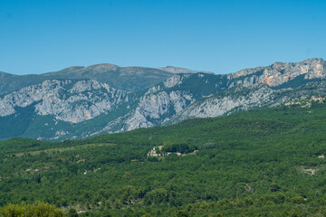 View over the mountains in the Provence countryside
