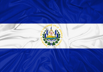 El Salvador national flag texture. Background for international concept. Simple waving flag.