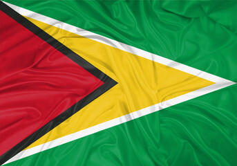 Guyana national flag texture. Background for international concept. Simple waving flag.