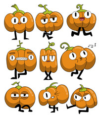 Cute, fun pumpkin cartoon illustration