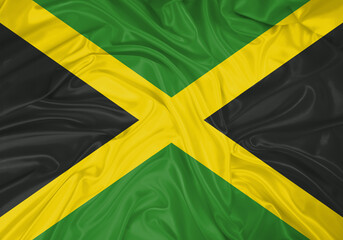 Jamaica national flag texture. Background for international concept. Simple waving flag.