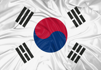 South Korea national flag texture. Background for international concept. Simple waving flag.