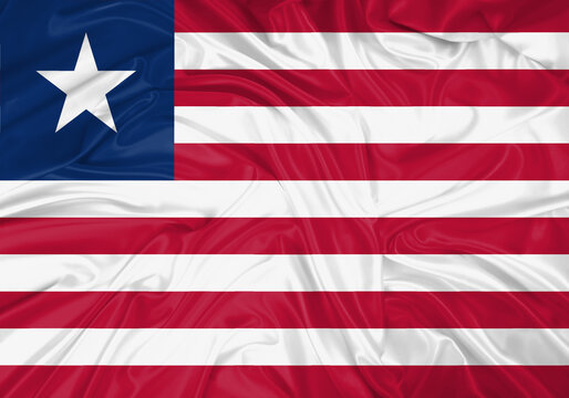 Liberia national flag texture. Background for international concept. Simple waving flag.