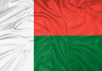 Madagascar national flag texture. Background for international concept. Simple waving flag.