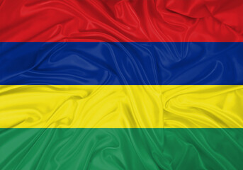 Mauritius national flag texture. Background for international concept. Simple waving flag.