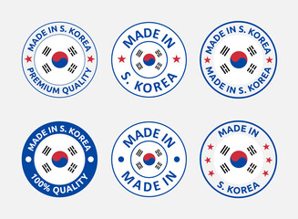 Naklejka premium made in South Korea labels set, Republic of Korea product emblem