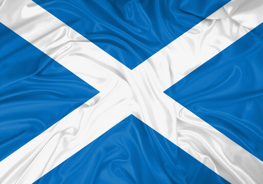 Scotland national flag texture. Background for international concept. Simple waving flag.