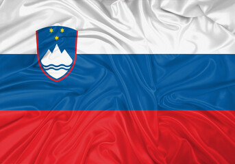 Slovenia national flag texture. Background for international concept. Simple waving flag.