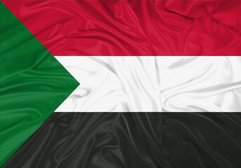 Sudan national flag texture. Background for international concept. Simple waving flag.