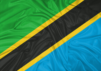 Tanzania national flag texture. Background for international concept. Simple waving flag.