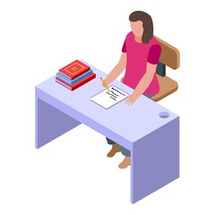 Kid school writing icon. Isometric of kid school writing vector icon for web design isolated on white background