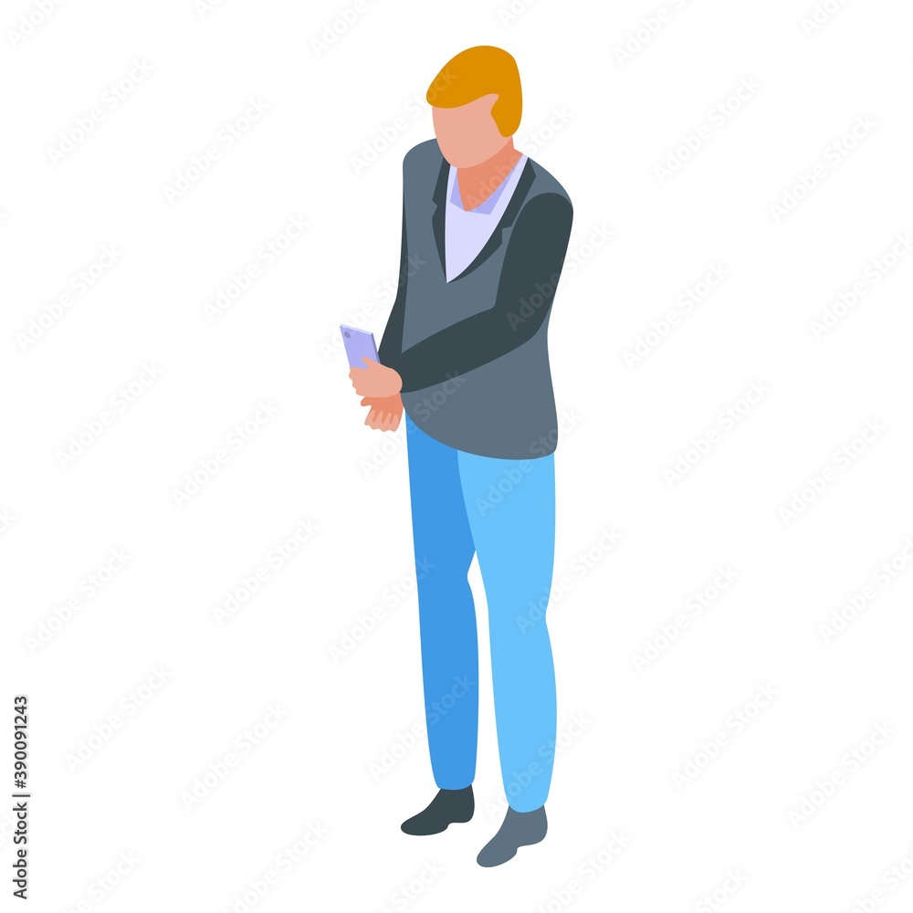 Poster smartphone writing icon. isometric of smartphone writing vector icon for web design isolated on whit