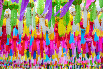 Colorful of Lanna lamp and Paper lantern of Loy krathong festival in Chiangmai, Thailand