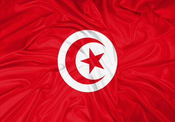 Tunisia national flag texture. Background for international concept. Simple waving flag.