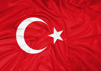 Turkey national flag texture. Background for international concept. Simple waving flag.