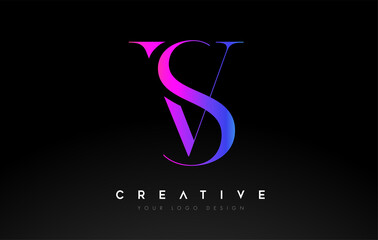 VS SV letter design logo logotype icon concept with serif font and classic elegant style look vector